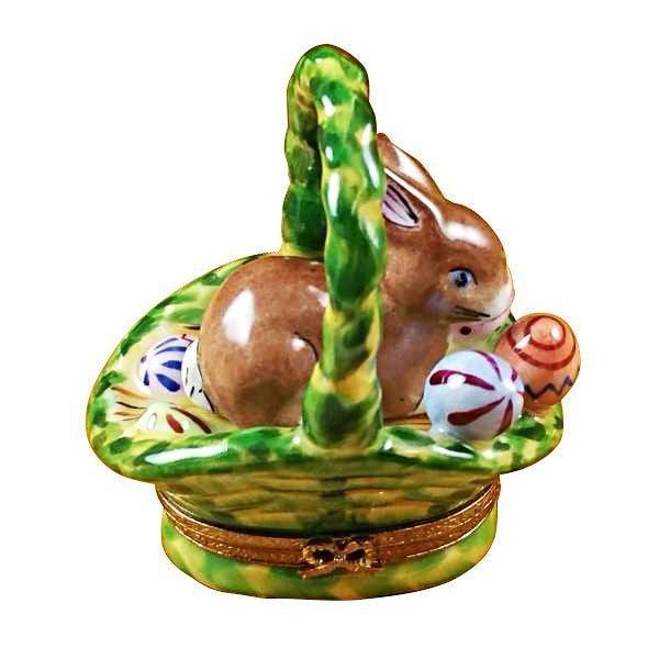 Rabbit Basket with Easter Limoges Porcelain Eggs Trinket Box - Limoges Box Boutique