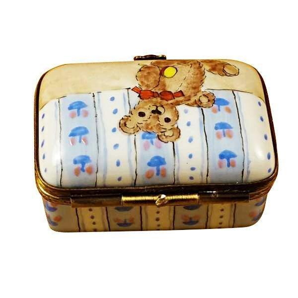 Rectangle Box with Teddy Bear Porcelain Limoges Trinket Box - Limoges Box Boutique