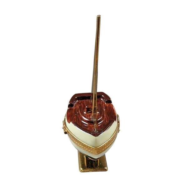 Sailboat with Brass Sails and Stand with Removable Anchor Limoges Box - Limoges Box Boutique