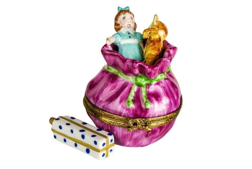 Santa Bag Toys Artoria Limoges Box Figurine - Limoges Box Boutique
