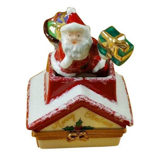 Santa Claus on Roof with Presents Limoges Box - Limoges Box Boutique