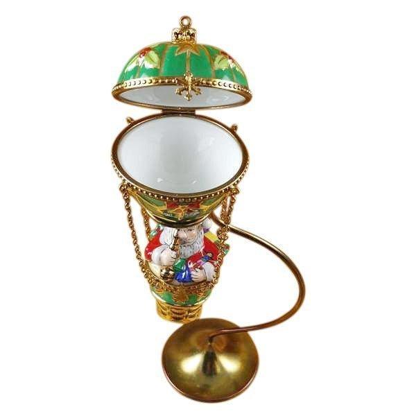 Santa in Hot Air Balloon with Brass Stand Limoges Box - Limoges Box Boutique
