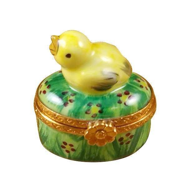 Small Chick on Green Base Limoges Box - Limoges Box Boutique