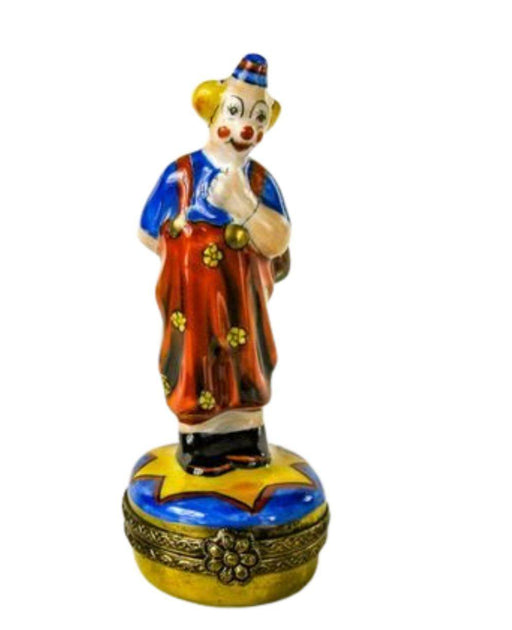 Small Clown w Flowers Porcelain Limoges Trinket Box - Limoges Box Boutique