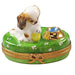Spaniel Puppy with Ball and Bowl Limoges Box - Limoges Box Boutique
