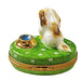 Spaniel Puppy with Ball and Bowl Limoges Box - Limoges Box Boutique