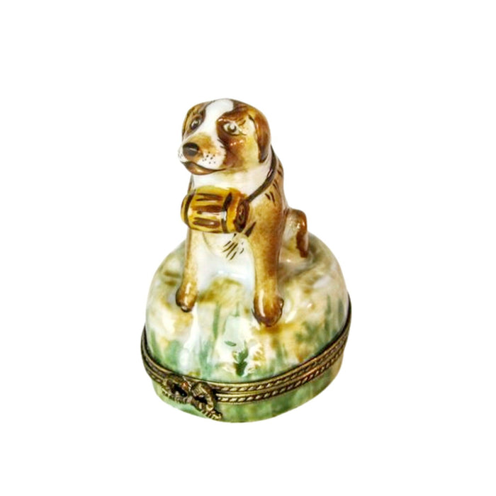 St Bernard Dog Porcelain Limoges Trinket Box - Limoges Box Boutique