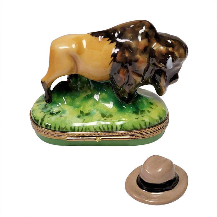 Standing Buffalo with Removable Cowboy Hat Limoges Box - Limoges Box Boutique