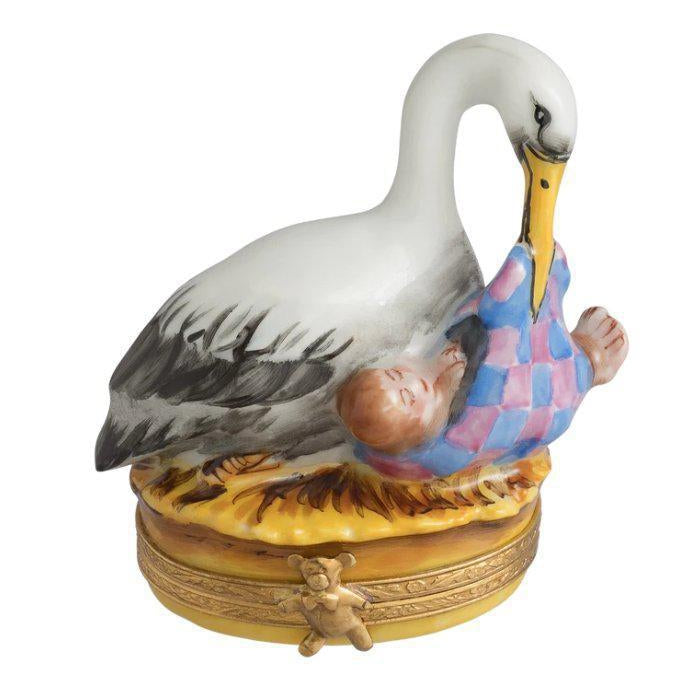 Stork With Baby Limoges Box - Limoges Box Boutique