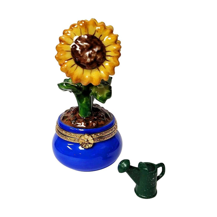 Sunflowers in a Pot with Removable Watering Can Limoges Box - Limoges Box Boutique