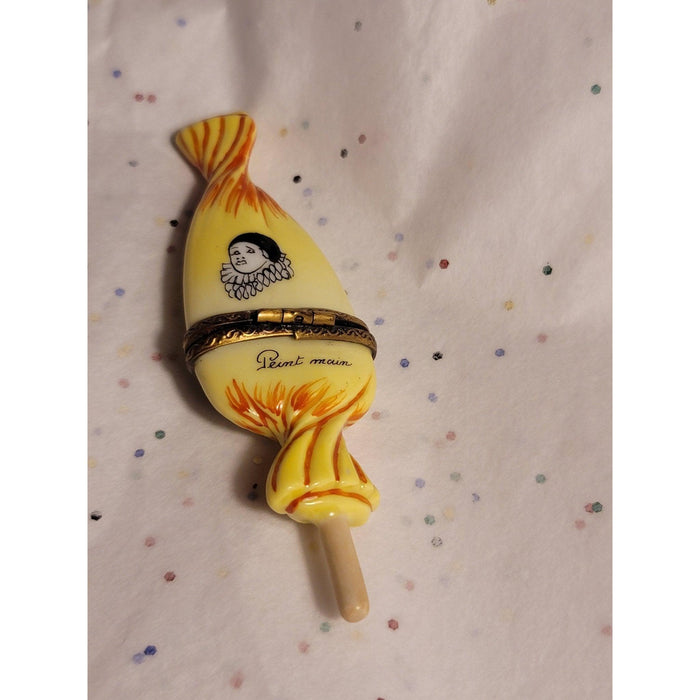 Sweet Candy Lollipop Yellow Wrapping Limoges Box Figurine - Limoges Box Boutique