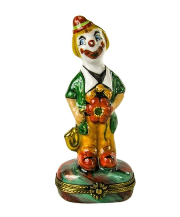Tall Large Clown Porcelain Limoges Trinket Box - Limoges Box Boutique
