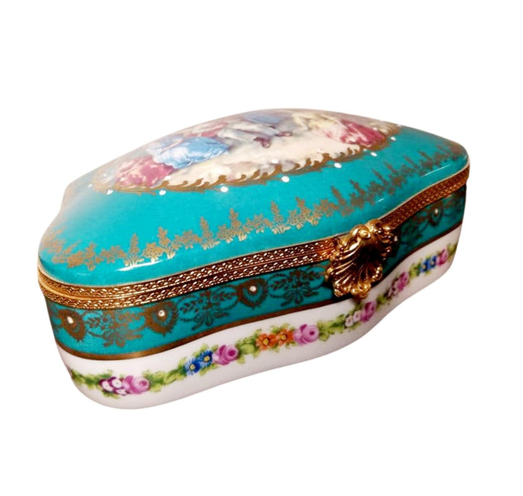 Teal Chest - Serenade Woman JEWELRY BOX - Fifth One Made 5 of 250 - EXTREMELY RARE Limoges Box - 9" x 5 1/2" x 3" Limoges Box - Limoges Box Boutique