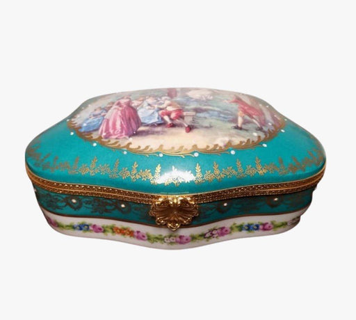 Teal Chest - Serenade Woman JEWELRY BOX - Second One Made 2 of 250 - EXTREMELY RARE Limoges Box - 9" x 5 1/2" x 3" Limoges Box - Limoges Box Boutique