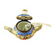Teapot Blue Scales with Tea Porcelain Limoges Trinket Box - Limoges Box Boutique