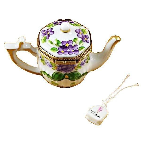 Teapot - Butterfly Porcelain Limoges Trinket Box - Limoges Box Boutique