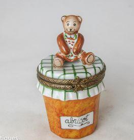 Teddy Bear on Apricot Jam- Porcelain Limoges Trinket Box - Limoges Box Boutique