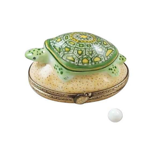 Turtle on Sand with Removable Limoges Porcelain Egg Trinket Box - Limoges Box Boutique