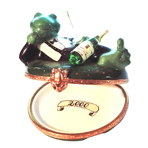 Tuxedo Frog new Years w Champagne Limoges Box Figurine - Limoges Box Boutique