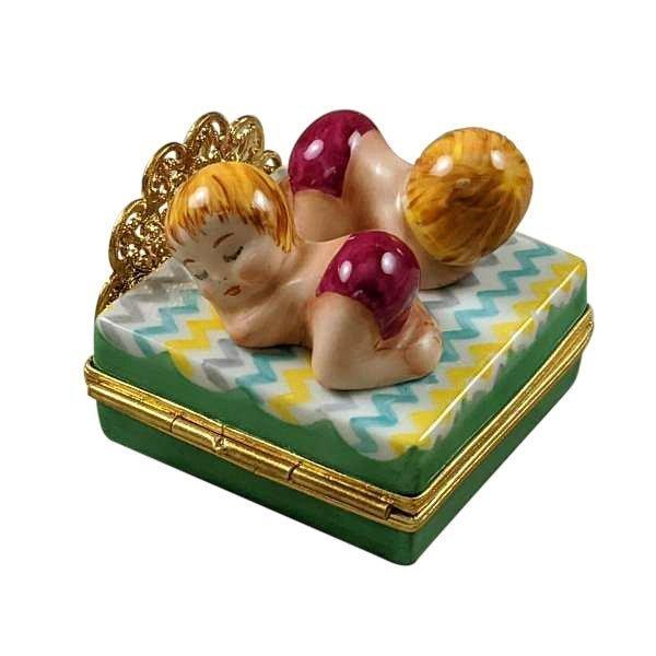 Twin Girls On Bed Limoges Box - Limoges Box Boutique