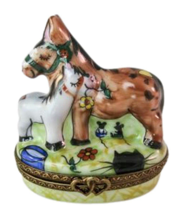 Two Donkeys in Love Porcelain Limoges Trinket Box - Limoges Box Boutique