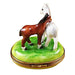 Two Horses on Small Oval Limoges Box - Limoges Box Boutique