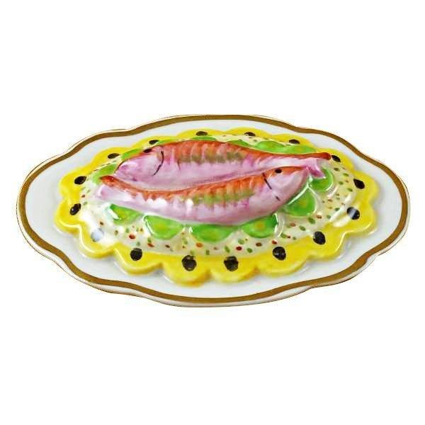 Two Salmon Fish on a Platter Limoges Box - Limoges Box Boutique