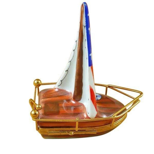 USA Sailboat with Rudder Limoges Box - Limoges Box Boutique