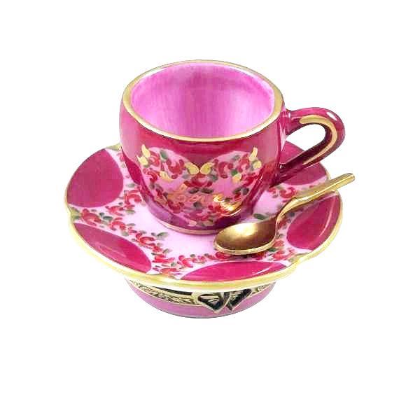 Valentine's LOVE Tea Cup with Spoon and Heart Sugar Cube Limoges Trinket Box - Limoges Box Boutique