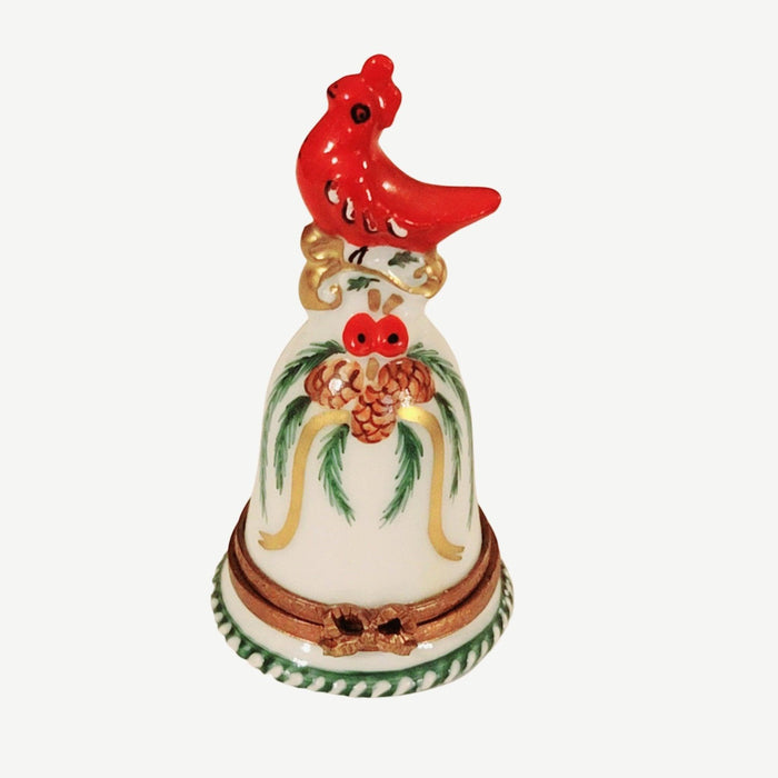 Winter Cardinal on Bell Christmas Cardinal Limoges Box Figurine - Limoges Box Boutique