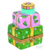 Xmas Presents: Pink And Green Limoges Box Figurine - Limoges Box Boutique