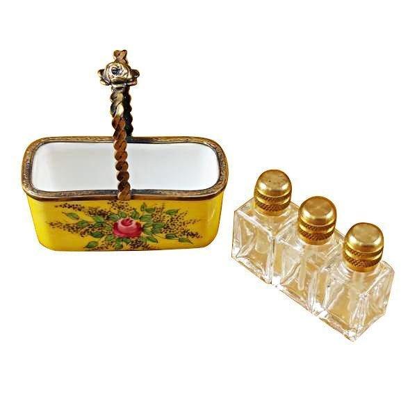 Yellow Basket with Three Bottles Limoges Box - Limoges Box Boutique