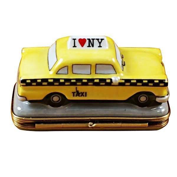 FIGURINE　YELLOW　FRANCE-　TAXI　YORK　BOX　I　LOVE　NEW　LIMOGES　AUTHENTIC　PORCELAIN　FROM